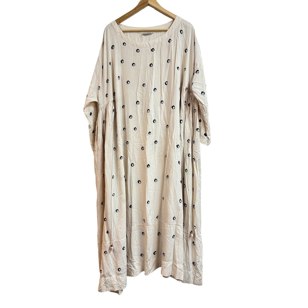 The Odells Anthropologie Ikat Spotted Maxi Dress Beige Boho Womens Large‎